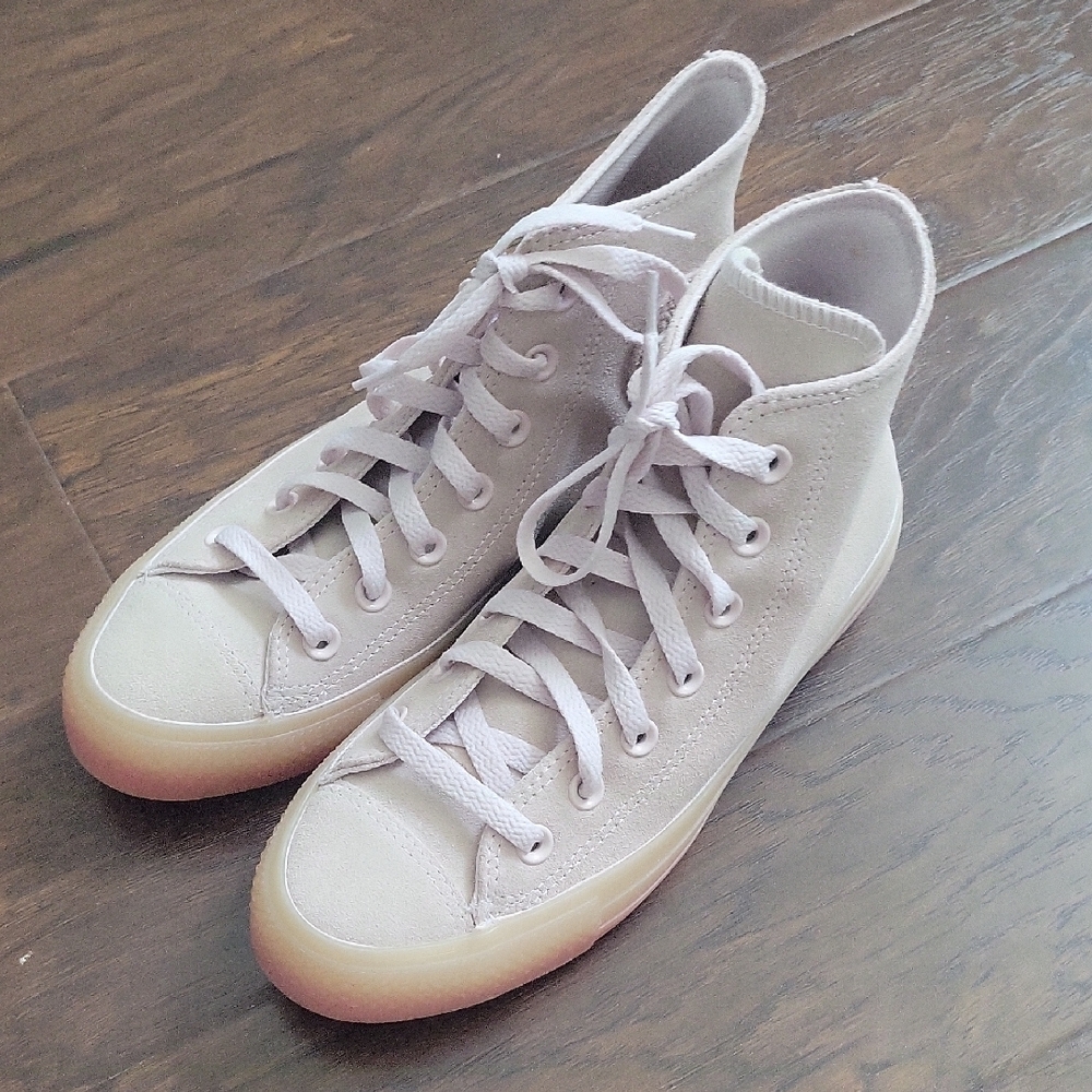 High-Top Canvas Sneakers in Light Pink